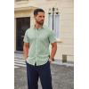 COOFANDY Mens Wrinkle Free Dress Shirt Short Sleeve Button Down Print Shirt Summer Business Casual Shirts with Pocket(Light Green-flower)