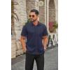 COOFANDY Mens Wrinkle Free Dress Shirt Short Sleeve Button Down Print Shirt Summer Business Casual Shirts with Pocket(Navy Blue-polka Dots)