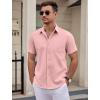 COOFANDY Mens Wrinkle Free Dress Shirt Short Sleeve Button Down Print Shirt Summer Business Casual Shirts with Pocket(Pink)