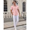 COOFANDY Mens Wrinkle Free Dress Shirt Short Sleeve Button Down Print Shirt Summer Business Casual Shirts with Pocket(Pink)