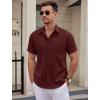 COOFANDY Mens Wrinkle Free Dress Shirt Short Sleeve Button Down Print Shirt Summer Business Casual Shirts with Pocket(Wine Red)