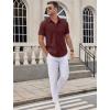 COOFANDY Mens Wrinkle Free Dress Shirt Short Sleeve Button Down Print Shirt Summer Business Casual Shirts with Pocket(Wine Red)
