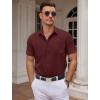 COOFANDY Mens Wrinkle Free Dress Shirt Short Sleeve Button Down Print Shirt Summer Business Casual Shirts with Pocket(Wine Red)