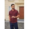COOFANDY Mens Wrinkle Free Dress Shirt Short Sleeve Button Down Print Shirt Summer Business Casual Shirts with Pocket(Wine Red-polka Dots)