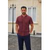 COOFANDY Mens Wrinkle Free Dress Shirt Short Sleeve Button Down Print Shirt Summer Business Casual Shirts with Pocket(Wine Red-polka Dots)