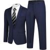 COOFANDY Men 2 Piece Suits One Button Blazer Jacket Tuxedo Slim Fit Suit Pant(Navy Blue)
