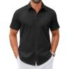 COOFANDY Mens Wrinkle Free Dress Shirt Short Sleeve Button Down Print Shirt Summer Business Casual Shirts with Pocket(A-black)