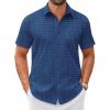 COOFANDY Mens Wrinkle Free Dress Shirt Short Sleeve Button Down Print Shirt Summer Business Casual Shirts with Pocket(Blue White Star)