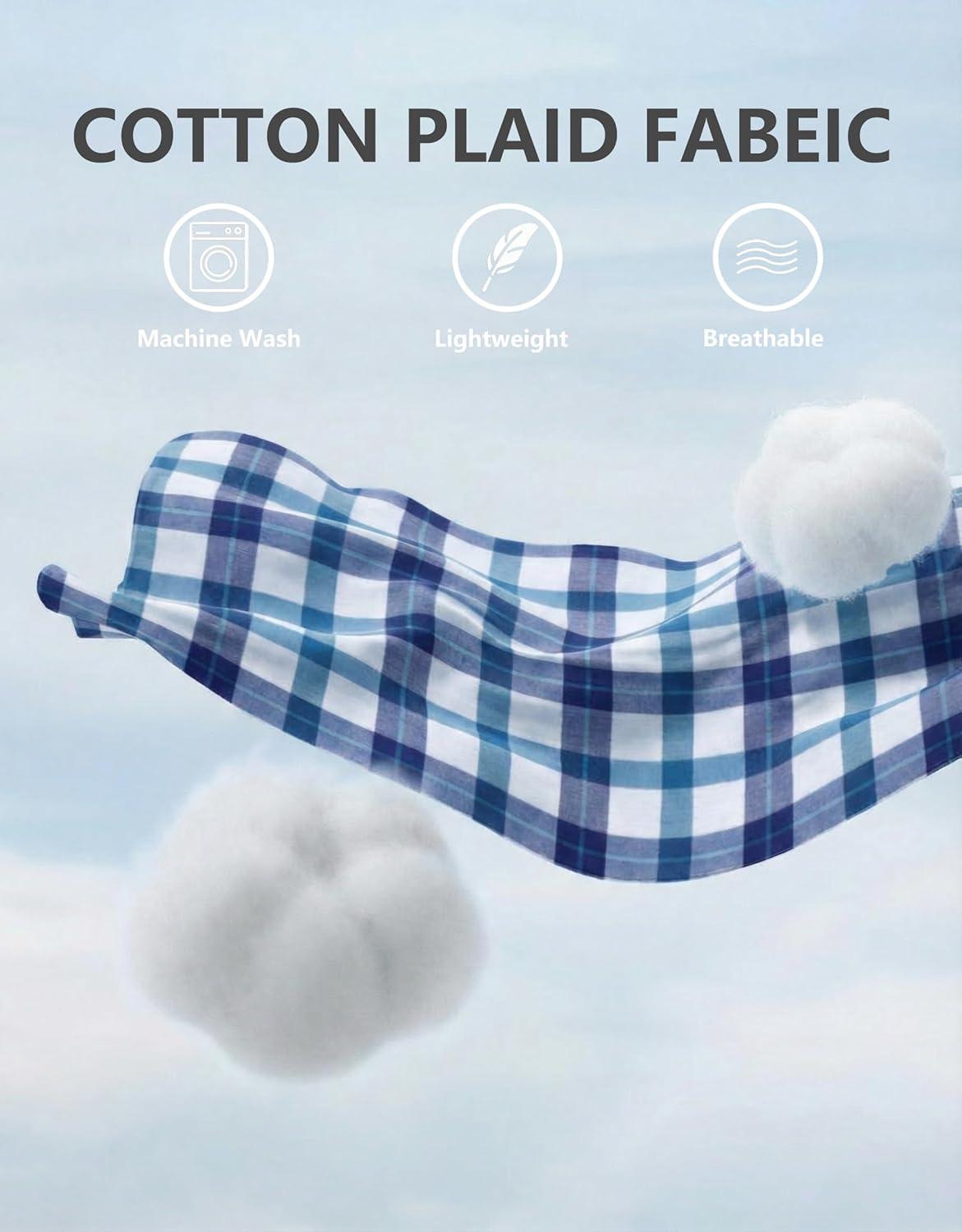 imageCOOFANDY Mens Plaid Button Down Shirt Cotton Long Sleeves Dress Shirt Wrinkle Free Casual Gingham ShirtBlue Gingham