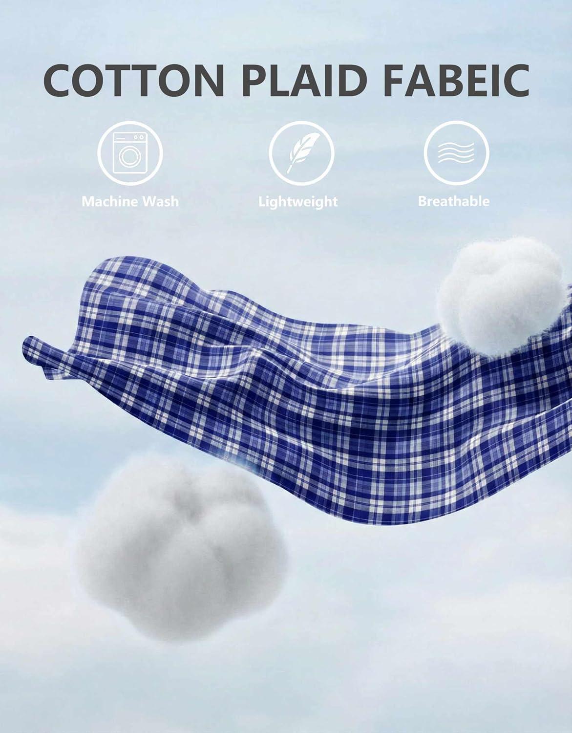 imageCOOFANDY Mens Plaid Button Down Shirt Cotton Long Sleeves Dress Shirt Wrinkle Free Casual Gingham ShirtBlue White Plaid