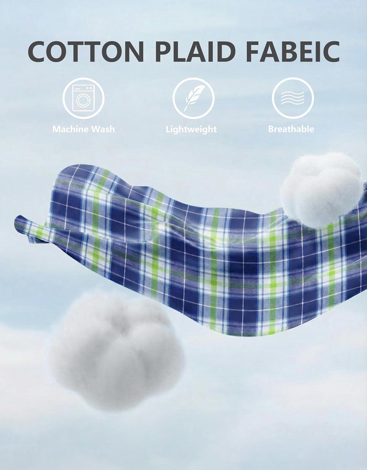 imageCOOFANDY Mens Plaid Button Down Shirt Cotton Long Sleeves Dress Shirt Wrinkle Free Casual Gingham ShirtNavy Blue Green Plaid