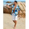 COOFANDY Men’s Linen Shirts Short Sleeve Button Down Shirt Casual Beach Summer Shirts Wedding Vacation Shirt(Blue Sea)