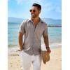 COOFANDY Men’s Linen Shirts Short Sleeve Button Down Shirt Casual Beach Summer Shirts Wedding Vacation Shirt(Brown)