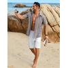 COOFANDY Men’s Linen Shirts Short Sleeve Button Down Shirt Casual Beach Summer Shirts Wedding Vacation Shirt(Brown)