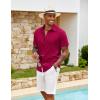 COOFANDY Men’s Linen Shirts Short Sleeve Button Down Shirt Casual Beach Summer Shirts Wedding Vacation Shirt(Burgundy)