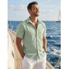 COOFANDY Men’s Linen Shirts Short Sleeve Button Down Shirt Casual Beach Summer Shirts Wedding Vacation Shirt(Light Green)