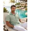 COOFANDY Men’s Linen Shirts Short Sleeve Button Down Shirt Casual Beach Summer Shirts Wedding Vacation Shirt(Light Green)