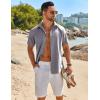 COOFANDY Men’s Linen Shirts Short Sleeve Button Down Shirt Casual Beach Summer Shirts Wedding Vacation Shirt(Light Grey)