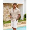COOFANDY Men’s Linen Shirts Short Sleeve Button Down Shirt Casual Beach Summer Shirts Wedding Vacation Shirt(Light Khaki)