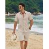 COOFANDY Men’s Linen Shirts Short Sleeve Button Down Shirt Casual Beach Summer Shirts Wedding Vacation Shirt(Light Khaki)