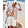 COOFANDY Men’s Linen Shirts Short Sleeve Button Down Shirt Casual Beach Summer Shirts Wedding Vacation Shirt(Stone)