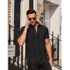 COOFANDY Mens Short Sleeve Button Down Shirts Wrinkle Free Dress Shirts Casual Polka Dot Print Shirt with Pocket(Black Plaid)