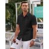 COOFANDY Mens Short Sleeve Button Down Shirts Wrinkle Free Dress Shirts Casual Polka Dot Print Shirt with Pocket(Black Plaid)