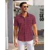 COOFANDY Mens Short Sleeve Button Down Shirts Wrinkle Free Dress Shirts Casual Polka Dot Print Shirt with Pocket(Wine Red(square))