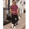 COOFANDY Mens Short Sleeve Button Down Shirts Wrinkle Free Dress Shirts Casual Polka Dot Print Shirt with Pocket(Wine Red(square))