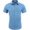 COOFANDY Mens Wrinkle Free Shirts 2026 Short Sleeve Casual Button Down Summer Dress Shirts(Blue)