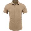 COOFANDY Mens Wrinkle Free Shirts 2026 Short Sleeve Casual Button Down Summer Dress Shirts(Camel)