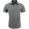 COOFANDY Mens Wrinkle Free Shirts 2026 Short Sleeve Casual Button Down Summer Dress Shirts(Dark Grey)