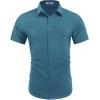 COOFANDY Mens Wrinkle Free Shirts 2026 Short Sleeve Casual Button Down Summer Dress Shirts(Deep Blue)