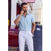 COOFANDY Mens Wrinkle Free Shirts 2026 Short Sleeve Casual Button Down Summer Dress Shirts(Light Blue)