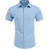 COOFANDY Mens Wrinkle Free Shirts 2026 Short Sleeve Casual Button Down Summer Dress Shirts(Light Blue)