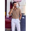 COOFANDY Mens Wrinkle Free Shirts 2026 Short Sleeve Casual Button Down Summer Dress Shirts(Light Brown)