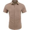 COOFANDY Mens Wrinkle Free Shirts 2026 Short Sleeve Casual Button Down Summer Dress Shirts(Light Brown)