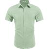 COOFANDY Mens Wrinkle Free Shirts 2026 Short Sleeve Casual Button Down Summer Dress Shirts(Light Green)