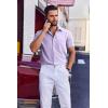 COOFANDY Mens Wrinkle Free Shirts 2026 Short Sleeve Casual Button Down Summer Dress Shirts(Lilac)