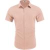 COOFANDY Mens Wrinkle Free Shirts 2026 Short Sleeve Casual Button Down Summer Dress Shirts(Orange-pink)