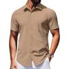 COOFANDY Mens Wrinkle Free Shirts 2026 Short Sleeve Casual Button Down Summer Dress Shirts(Camel)
