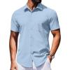 COOFANDY Mens Wrinkle Free Shirts 2026 Short Sleeve Casual Button Down Summer Dress Shirts(Light Blue)