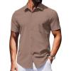 COOFANDY Mens Wrinkle Free Shirts 2026 Short Sleeve Casual Button Down Summer Dress Shirts(Light Brown)
