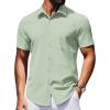 COOFANDY Mens Wrinkle Free Shirts 2026 Short Sleeve Casual Button Down Summer Dress Shirts(Light Green)