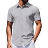 COOFANDY Mens Wrinkle Free Shirts 2026 Short Sleeve Casual Button Down Summer Dress Shirts(Light Grey)