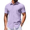 COOFANDY Mens Wrinkle Free Shirts 2026 Short Sleeve Casual Button Down Summer Dress Shirts(Lilac)