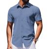 COOFANDY Mens Wrinkle Free Shirts 2026 Short Sleeve Casual Button Down Summer Dress Shirts(Navy)