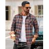 COOFANDY Men’s Flannel Long Sleeve Button Down Casual Plaid Shirt With Pocket(Blue Brown Red Plaid)