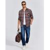 COOFANDY Men’s Flannel Long Sleeve Button Down Casual Plaid Shirt With Pocket(Blue Brown Red Plaid)