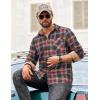 COOFANDY Men’s Flannel Long Sleeve Button Down Casual Plaid Shirt With Pocket(Blue Brown Red Plaid)